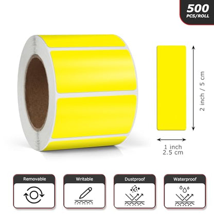 Yellow Rectangle Stickers 2 x 1 Inch Color Coding Labels Vinyl Roll Self-Adhesive Waterproof Removable 500 PCS - color: Yellow