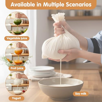 6 Pcs Cheese Cloths for Straining, 20 x 20 Inch Muslin Cloths Reusable Cotton Cheesecloth Square Precut Fabric Filter for Straining Milk Yogurt Juicing Cooking Baking