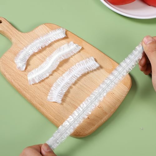 50PCS Reusable Elastic Food Storage Covers, Bowl Covers, BPA-Free, Airtight Seal for Plates, Fruits, Sourdough Baking, Kitchen Use, Plastic Wrap, Easy to Clean, Fresh-Keeping (Transparent White)