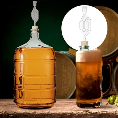 Ziliny 6 Pcs Bubble Airlock Set Include 2 Tapered Cork Stoppers 2 Drilled Fermentation Corks and 2 Twin Bubble Airlock for Most 3 5 6 Gallon Glass Carboy Wood Wine Bottle Stoppers for Home Brewing