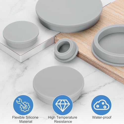 uxcell Silicone Rubber Plug, High Temp Round Hole Plug Waterproof Rubber Stopper Pipe End Caps Fit 51mm/2.01" for Bathtub Bottle Sealing, Grey - size: 51mm/2.01"