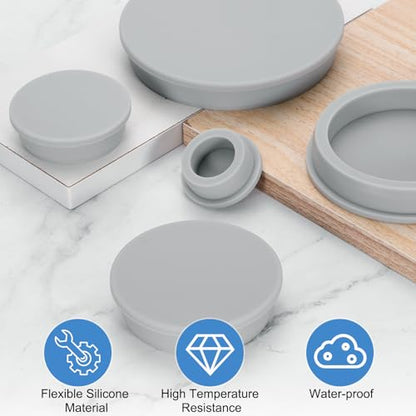 uxcell Silicone Rubber Plug, High Temp Round Hole Plug Waterproof Rubber Stopper Pipe End Caps Fit 51mm/2.01" for Bathtub Bottle Sealing, Grey - size: 51mm/2.01"