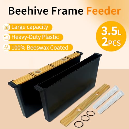 2 Pack 3.5L Bee Feeder, Beeswax Coated Beehive Frame Feeder, Bee Sugar Water Feeder, Essential Beekeeping Equipment for Honeybee Hives - size: 2pcs-3.5L