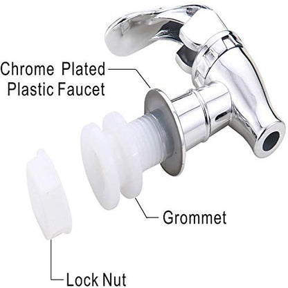 Silver Beverage Dispenser Replacement Spigot, Push Style Spigot for Beverage Dispenser Carafe, Water Dispenser Replacement Faucet (3 PACK)