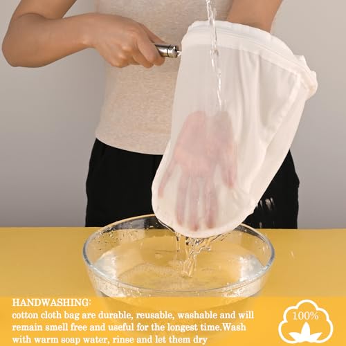 WMKGG Ultra Fine Mesh Strainer Bags,Cheese Cloth Bag for Straining, with Stainless Steel Handle Frame for Juices,Nut Milk,Fresh Cheese,Yogurt (Medium Size)(6.95"Wx11.7"D) - size: Medium Size