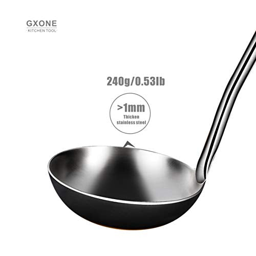 Soup Ladle,304 Stainless Steel Cooking Ladle Spoon Wok Tools with Long Wooden Handle Heat Resistant,Silver/14.6Inch - style: Soup Ladle-wood handle