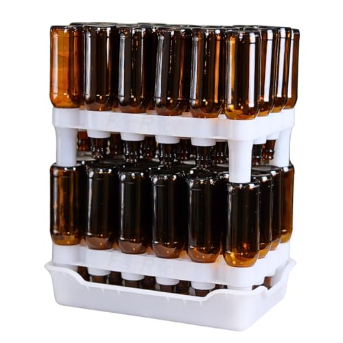 FASTFERMENT - 24-Bottle Drying Rack & Tray| Bottle Drying Tree Alternative | Dry & Store Your Wine or Bomber/Belgian Bottles | 2-Stackable Racks, 1 Tray | Dishwasher Safe | Home Brewing Supplies - size: FastRack24 Two Racks & One Tray