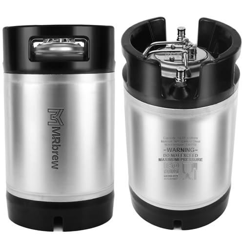 MRbrew 2 Pcs 2.5 gallon Ball Lock Kegs, Stainless Steel Corny Kegs with Dual Rubber Handles Stackable Design, Pressure Relief Valve 10L Cornelius Keg for Home Brewing