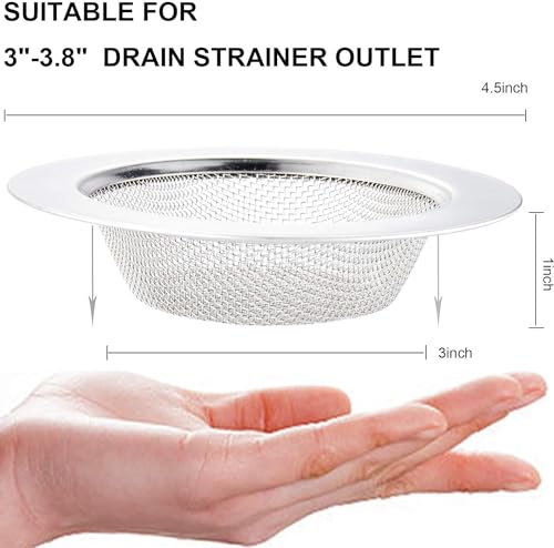 LASSHSWA 2 PCS Kitchen Sink Strainer Stainless Steel, Kitchen Sink Drain Strainer， Sink Strainers with Large Wide Rim 4.5" Diameter for Kitchen Sinks - style: 2 PACK