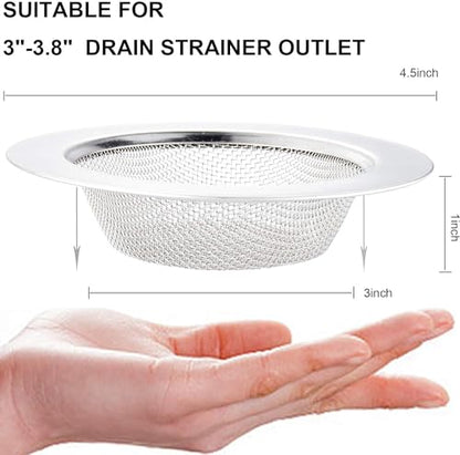 LASSHSWA 2 PCS Kitchen Sink Strainer Stainless Steel, Kitchen Sink Drain Strainer， Sink Strainers with Large Wide Rim 4.5" Diameter for Kitchen Sinks - style: 2 PACK