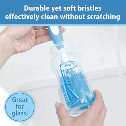 Dr. Brown's Soft Touch No Scratch Baby Bottle Cleaning Brush Nipple Cleaner with Stand and Storage Clip, BPA Free, Blue 1-Pack - style: Blue
