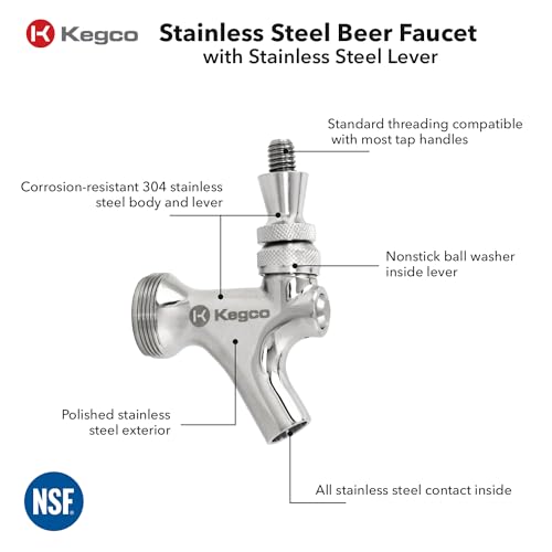 Kegco 494S-SFSL Beer Faucet, Standard, Stainless Steel