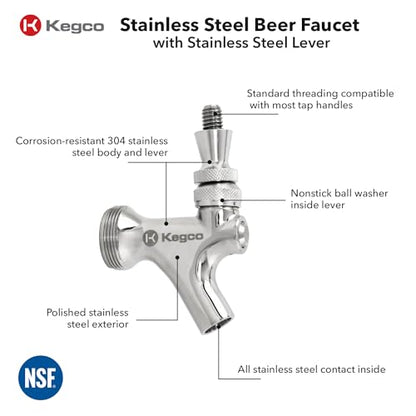Kegco 494S-SFSL Beer Faucet, Standard, Stainless Steel