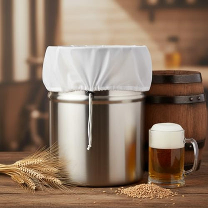 10 Pack Brew Bags, Extra Large26" x 22" Fine Mesh Strainer Bagfor Homebrewing, Reusable Drawstring Straining Brewer Cheese Cloth Bag, Fine Mesh Bag for Hops Grains Fruit Cider