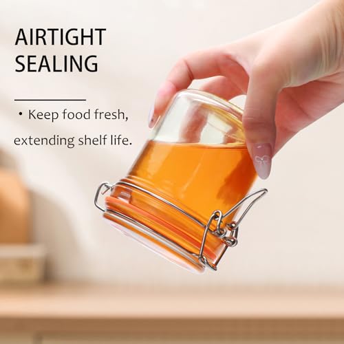 8 oz Glass Jars with Lids, 6 Pack Small Glass Jars with Airtight Lid | Overnight Oats Containers with Lids, Glass Spice Jars with Airtight Lids for Kitchen Canning, Honey, Nuts, Snacks, Jelly - size: 8oz*6-cylinder