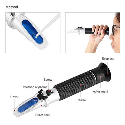 Meter Refractometer, Professional Handheld Alcohol 0-80% Test Refractometer Tester Refractometer Hydrometer with Automatic Temperature Compensation Function for Brewing Beer Wort