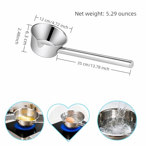 Stainless Steel Long Handle Scoop, Eagle Beak Spout Design - Multipurpose Kitchen, Bath, Garden Ladle Cup for Oil, Soup, Shampoo, Pet Food 13.8 inch Heat-Resistant Handle