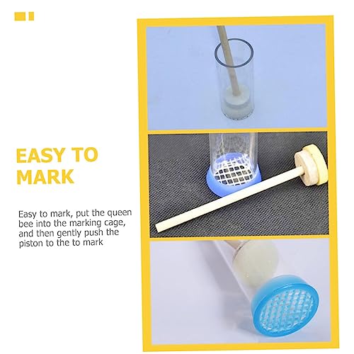 GALPADA 2pcs Marker Bottle Queen Marking Cage Plastic Beekeeping Tool for Efficient Queen Identification and Marking Essential Beekeeper Supply Random Stick
