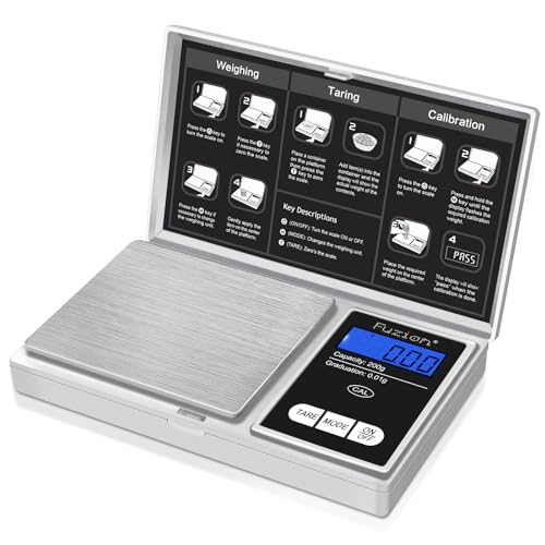 Fuzion Digital Pocket Gram Scale, 200g/0.01g Mini Jewelry Scale, Small Scale, Digital Scale Gram and Ounce, Portable Travel Food Scale .01 Gram Accuracy - color: Silver, size: 200g without Accessories