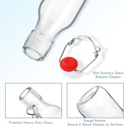 YEBODA 9 Pack 4oz Swing Top Glass Bottles,Small Flip Top Glass bottles with airtight Caps for Home Brewing,Kombucha,2nd Fermentation,Kefir,Beverages,Soda,Oils,Vinegar,Limoncello,Vanilla extract