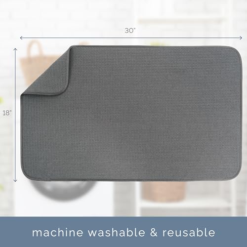 S&T INC. Dish Drying Mat Jumbo, 18” x 30”, Absorbent Microfiber Kitchen Counter Mat, Dish Drying Pad for Dishes, Utensils, Pots and Pans, Jumbo, Charcoal - size: 18" x 30"
