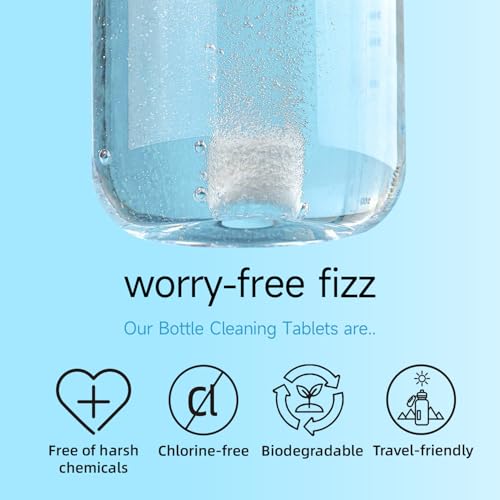 Bottle Cleaning Tablets for Water Bottles, Tumblers & Straws – No Scrubbing Cleaner Tablets Remove Odor & Residue for Insulated Bottles, Protein Shakers, Coffee Cups & Lids, 10 Count