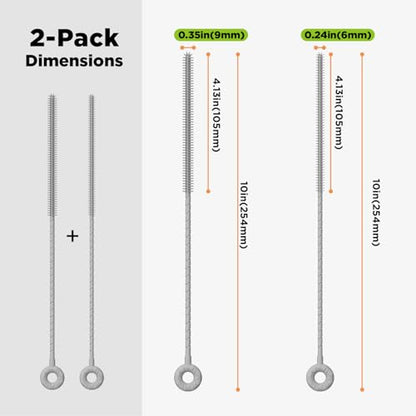 Silicone Straw Cleaner Brush, 2 Pcs Reusable Cleaning Brushes for Straws, 6mm&9mm, Gray - color: Gray