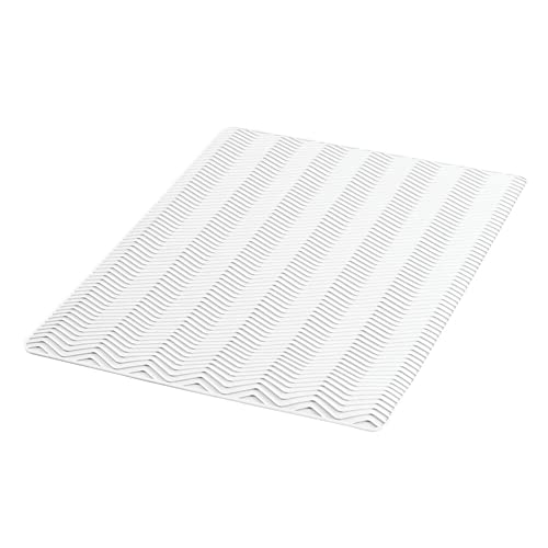 mDesign Silicone Dish Drying Mat and Protector for Kitchen Countertops, Sinks - Chevron Design - Non-Slip, Waterproof, Heat Resistant, Dishwasher Safe - 2 Pack - White