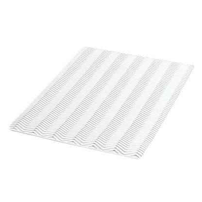 mDesign Silicone Dish Drying Mat and Protector for Kitchen Countertops, Sinks - Chevron Design - Non-Slip, Waterproof, Heat Resistant, Dishwasher Safe - 2 Pack - White