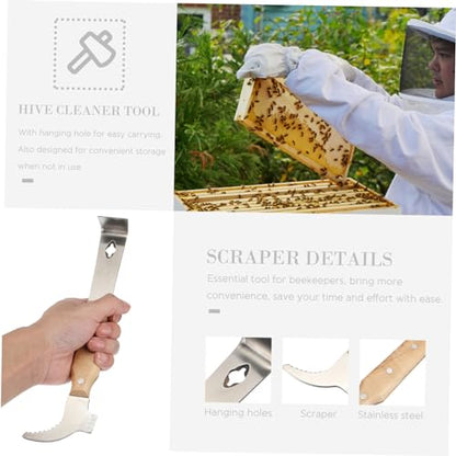 LIOOBO Beehive Frame Lifter Hive Cleaning Scraper Beehive Cleaning Tool Stainless Steel Beekeeping Equipment
