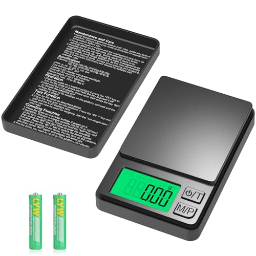 Digital Pocket Scale 1000g x 0.01g, Diyife Portable Precision Gram Scale Jewelry Scale with Protective Cover, Auto-Off, Backlit LCD, 7 Units Tare, for Food, Kitchen, Coffee, Battery Included | Jewelry Scale with Protective Cover, Auto-Off, Backlit LCD, 7