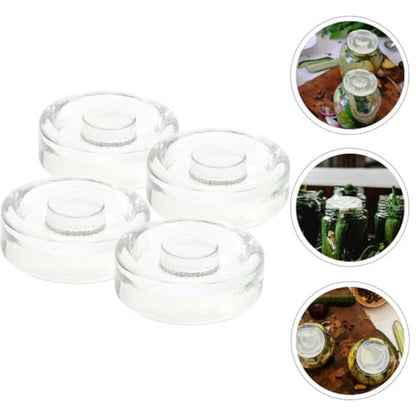 Glass Fermenting Weights Glass Lids 4pcs for Sealing and Fermenting Foods for Wide Mouth Mason Jars in Kitchen Pickle and Fermentation Jars
