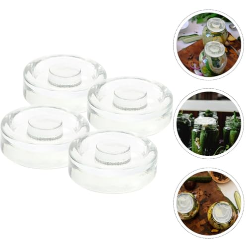 Didiseaon 4pcs Glass Fermentation Weights for Wide Mouth Jars and Pickle Jars Kitchen Canning Lids Kit and Fermenting Foods