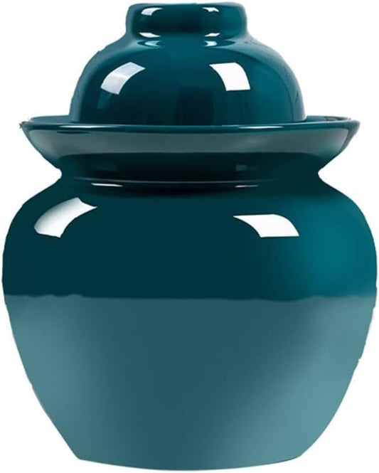 Porcelain Pickle Jar,Ceramics Fermentation Crock Pickling Pot,Fermenting Jar with Water Seal Airlock Lid(Blue,1.75Kg) - color: Blue, size: 1.75Kg