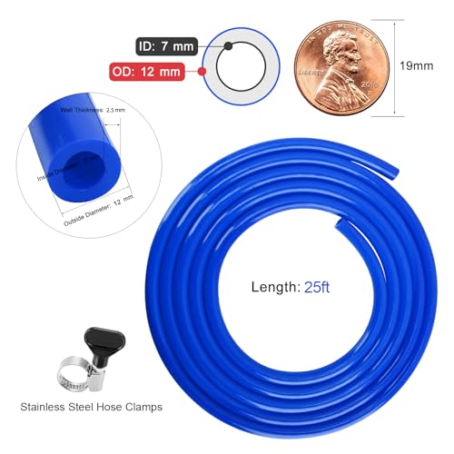 25FT Beer CO2 Line for 5/16" Barb Fitting, PVC Gas Tubing & 6 PCS Stainless Steel Clamps Food-grade Keg CO2 Line Hose-Gas Dispense Home Brewing Carbonation - size: 25 Feet