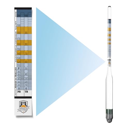 Fermentaholics Proof and Tralle – Accurately Measure Alcohol Content – for Distilled Alcohol and Spirits, Moonshine – Alcohol Hydrometer, Alcoholmeter – 0-200 Proof