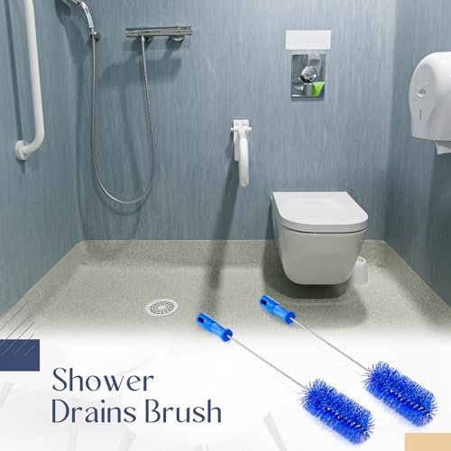 Baderke 2 Pieces Drain Brush Pipe Cleaning Tube Brushes 19.7 Inch Plastic Shower Pipe Flexible Cleaning Tool(Blue,19.7 x 2.4 Inch) - color: Blue, size: 19.7 x 2.4 Inch
