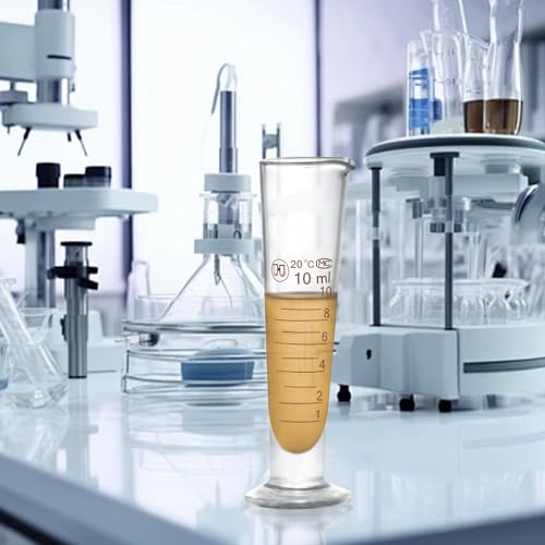 Professional Lab Graduated Measuring Cup with Spout 10ml Wide Mouth Glass Conical Beaker Thickened Borosilicate Beaker Heat Resistant (10ml) Transparent - size: 10ml