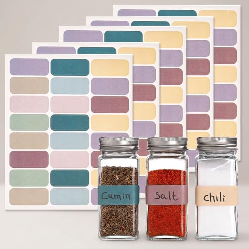 120PCS Colorful Labels Stickers, Colorful Writable Jar Labels for Spice Jars, Bottles, Containers, Pantry Storage, Kitchen Organization and Home Office Labeling - color: 120pcs- Vintage Color Palette