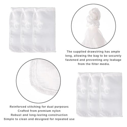 4-Pack Extra Fine Mesh Bag, 180μm Aquarium Filter Bags | Reusable nylon drawstring pouches for very fine resins & activated carbon in freshwater or saltwater fish tanks (7.5x3.6in)