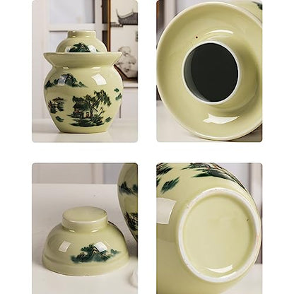 Fermentation Jar Traditional Chinese Porcelain Pickle Jar,Ceramics Fermenting Crock Kit with Water Seal Airlock Lid, Pickle Jar for Pickles Kimchi, Sauerkraut 3.5kg - size: 3.5kg