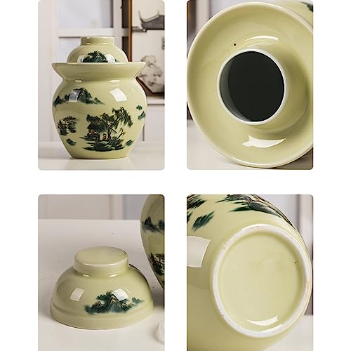 Fermentation Jar Traditional Chinese Porcelain Pickle Jar,Ceramics Fermenting Crock Kit with Water Seal Airlock Lid, Pickle Jar for Pickles Kimchi, Sauerkraut 7kg - size: 7kg
