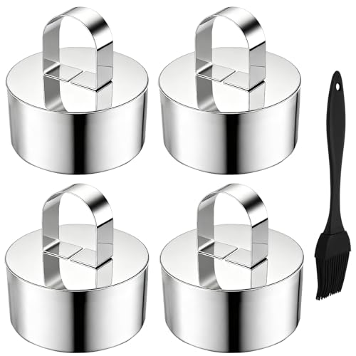 4 Pack Food Molds Set, Cake Ring Mold, Stainless Steel Cooking Rings for Food Decor (3.15In-4 Round) - size: 3.15In-4 Round