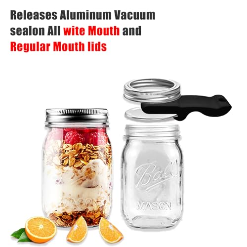 Mason Jar Opener Canning Tool,Canning Jar Opener, Releases Vacuum Seal on Wide Mouth and Regular Mouth Lids,Magnetic Jar Lid Lifter for Canning. Pickling and Home Food Storage (black) - color: Black