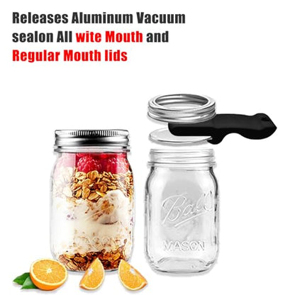 Mason Jar Opener Canning Tool,Canning Jar Opener, Releases Vacuum Seal on Wide Mouth and Regular Mouth Lids,Magnetic Jar Lid Lifter for Canning. Pickling and Home Food Storage (black) - color: Black