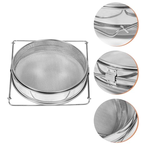Stainless Steel Double Layer Honey and Flour Sifter, Fine Mesh Manual Food Strainer for Kitchen Baking and Beekeeping, Portable Handheld Flour Sifting Tool