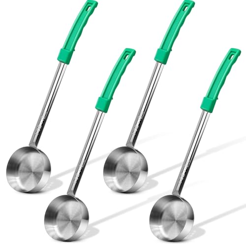 4 Ounce Solid Stainless Steel Portion Control Ladle Spoon - 4Pcs Pizza Sauce Serving Spoons Portion Ladle for Sauces, Perfect for Weight Watchers, Buffets, Parties - style: Solid