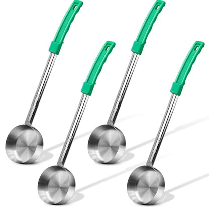 4 Ounce Solid Stainless Steel Portion Control Ladle Spoon - 4Pcs Pizza Sauce Serving Spoons Portion Ladle for Sauces, Perfect for Weight Watchers, Buffets, Parties - style: Solid