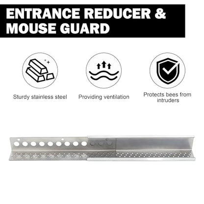 Honey Lake Metal Entrance Reducer and Mouse Guard for 8 or 10 Frame Bee Hive, Universal No-Rust Stainless Steel Design for Beekeeping, Year Around Beekeeping Supplies for Beekeeper (4 Pack)