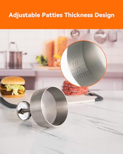 Brigii 304 Stainless Steel Burger Press,Hamburger Patty Maker, Heavy Duty Stainless Steel Burger Press for Ground Beef, Burgers (Dishwasher Safe) (BP01 PRO-5.5") - style: BP01 PRO-5.5"